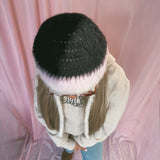1 OF 1 Black, Pink and Ivory Bonnet