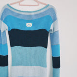 SAMPLE Mixed Blue Maxi boat neck dress