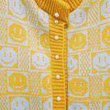 Checkerboard Smiley Cardigan Vest