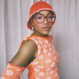 Orange and Pink Cold Shoulder Jumper