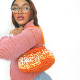 Mini Curvy Loaf Bag with shoulder strap - Orange fever ￼