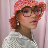 Green, Pink and Orange Crochet Hat