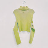 Green and Pink Cold Shoulder Jumper