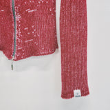 Red and Pink Zipper Cardigan