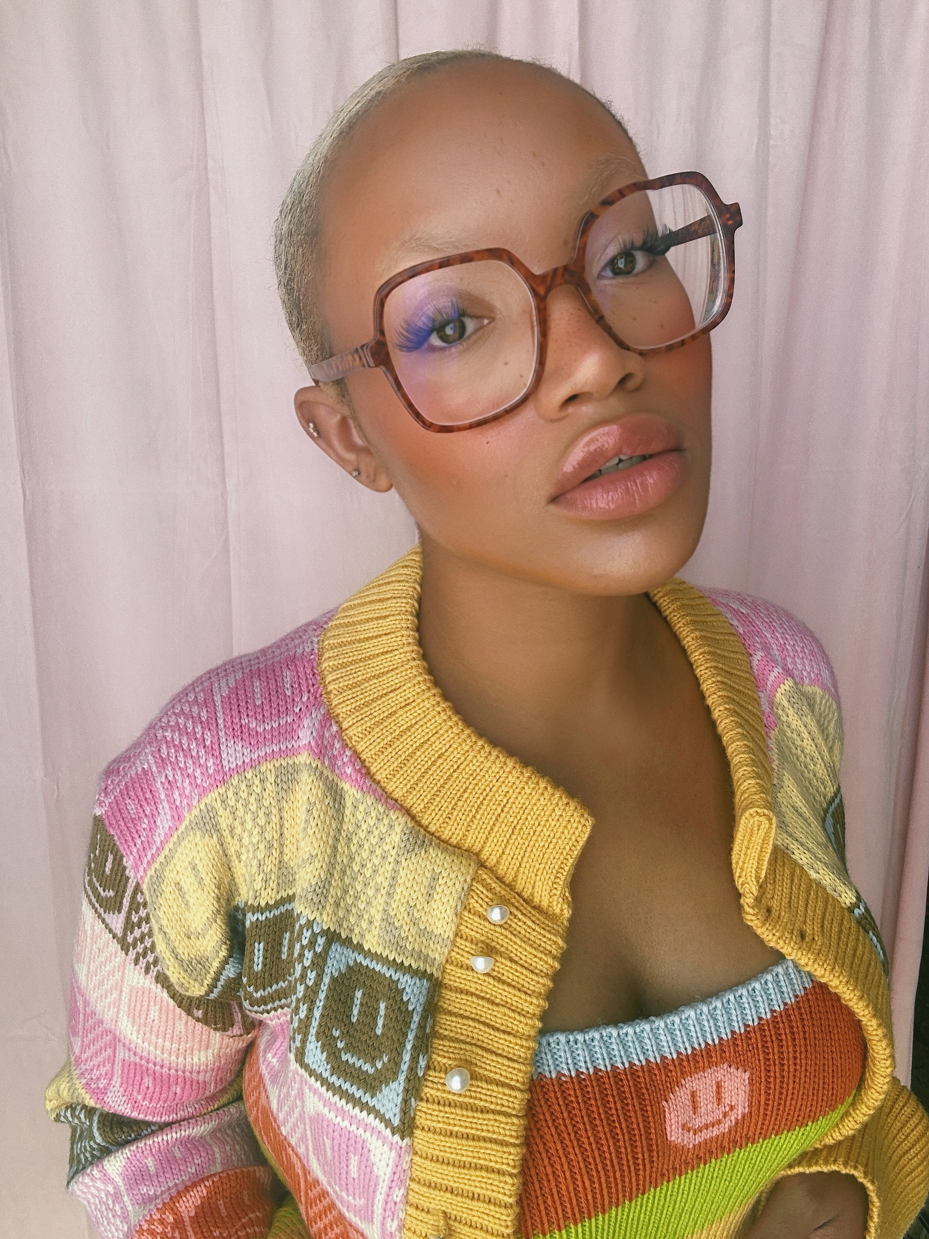 (BRAND NEW) Multicolour Checkerboard Smiley Cardigan - MADE TO ORDER