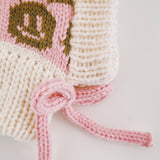 Smiley Aran Salmon, Ivory and Brown Balaclava