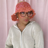 Green, Pink and Orange Crochet Hat