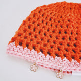 Orange and Pink Crown Crochet Hat