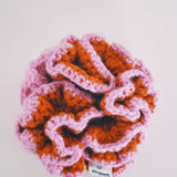 Large Pink and Orange Crochet hair Scrunchies