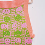 Checkerboard Smiley Mini Dress