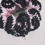 Light Pink and Black Crochet Hair Scrunchies