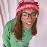 (1 Of 1) Pink and Red Crochet Hat - READY TO SHIP