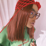 (1 Of 1) Red Rosette Crochet Head Accessories - READY TO SHIP
