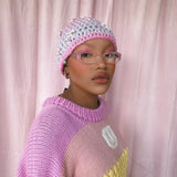 (1 Of 1) Pink and Blue Crochet Hat - READY TO SHIP