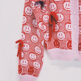 Susannah Smiley Cardigan with knitted Bows: Red