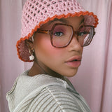 Pink and Orange Crochet Hat