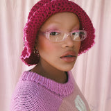 (1 Of 1) Cherry and Pink Crochet Hat - READY TO SHIP