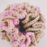 Large Pink and Brown Crochet Hair Scrunchie