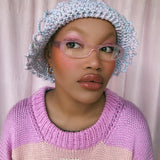 (1 Of 1) Pink and Blue Crochet Hat - READY TO SHIP