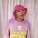 (1 Of 1) Pink Crochet Hat - READY TO SHIP