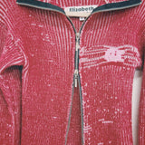 Red and Pink Zipper Cardigan