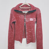 Red and Pink Zipper Cardigan