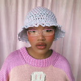 (1 Of 1) Pink and Blue Crochet Hat - READY TO SHIP