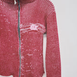 Red and Pink Zipper Cardigan