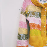 Multicolour Checkerboard Smiley Cardigan