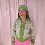 (Brand New) Susannah, Smiley and Friend Cardigan with Zipper: Green - MADE TO ORDER
