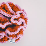 Large Pink and Orange Crochet hair Scrunchies