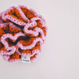 Large Pink and Orange Crochet hair Scrunchies