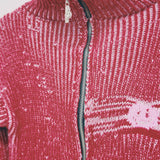 Red and Pink Zipper Cardigan