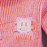 Orange and Pink Knit Polo Zipper Cardigan