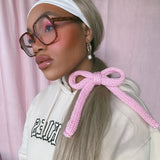 (Large Size) Pink knitted Bow hair accessories - READY TO SHIP