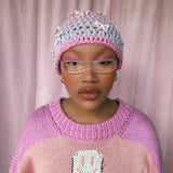 (1 Of 1) Pink and Blue Crochet Hat - READY TO SHIP