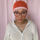 Orange and Pink Crown Crochet Hat