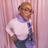 (Long & Sample) Purple Smiley Face Frilly Scarf - READY TO SHIP