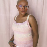 Pastel Pink Checkerboard Top