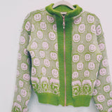 Susannah, Smiley and Friend Cardigan with Zipper: Green