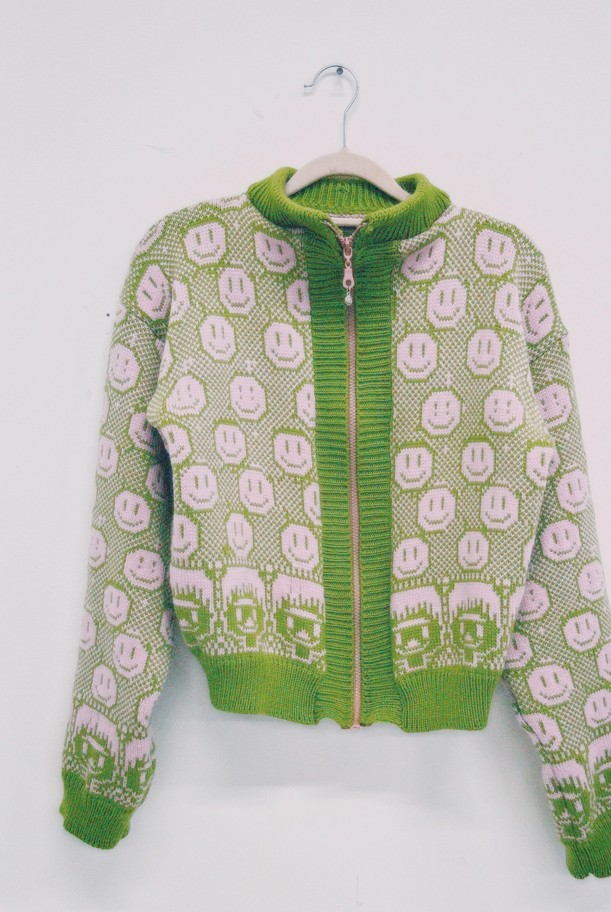Susannah, Smiley and Friend Cardigan with Zipper: Green