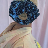 (Medium Size) Blue and Black Crochet hair Scrunchies - READY TO SHIP