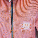 Orange and Pink Knit Polo Zipper Cardigan