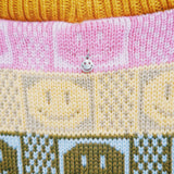 Multicolour Checkerboard Smiley Cardigan