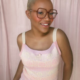 Pastel Pink Checkerboard Top