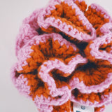 Large Pink and Orange Crochet hair Scrunchies