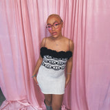 Black and White Smiley Tube Strap Dress: short