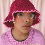 (1 Of 1) Cherry and Pink Crochet Hat - READY TO SHIP