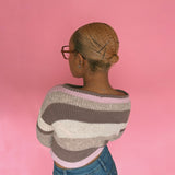 (1 Of 1: Sample) Brown Multicoloured boat neck Top - READY TO SHIP