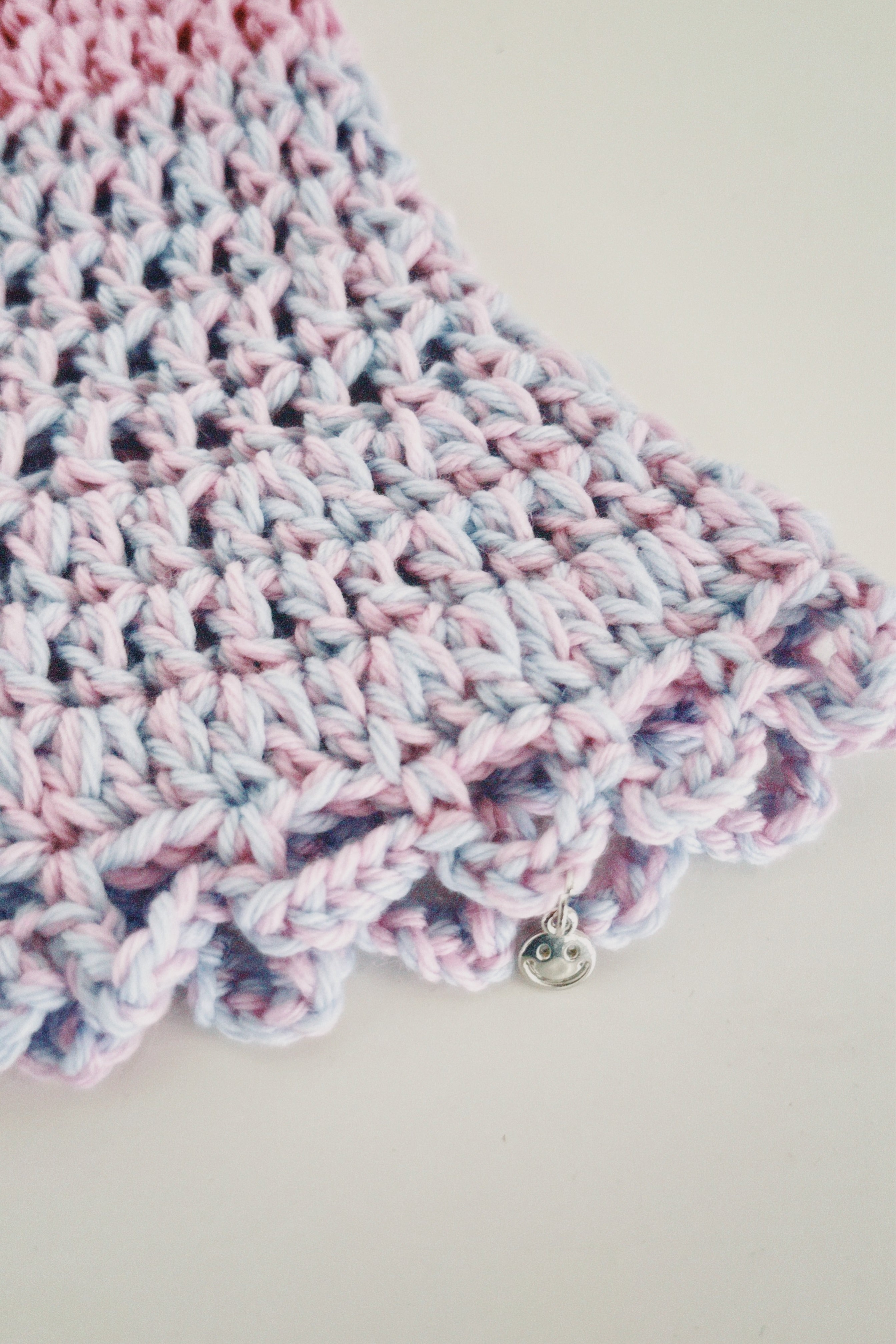 1 OF 1 Pink and Blue Crochet Hat